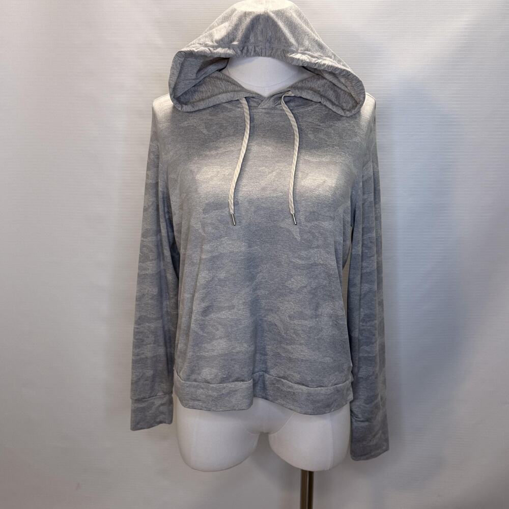 Vuori Hoodie Womens Medium Gray Camo Lightweight Pullover Stretch Sweatshirt